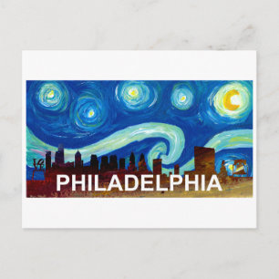 Philadelphia Skyline Starry Night Van Gogh Insp. Postkarte