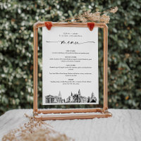 Philadelphia Skyline Wedding Dinner Menu Card 12x1
