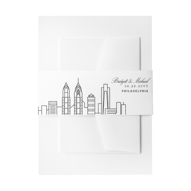 Philadelphia Skyline Wedding | Einladungsbanderole (Vorderseite Beispiel)