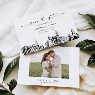 Philadelphia Skyline Wedding Save the Date Card Einladung
