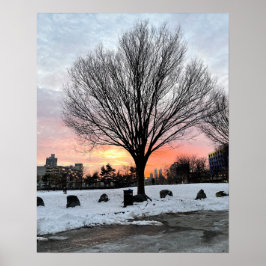 Philadelphia Snowy Sunset mit Baumposter Poster