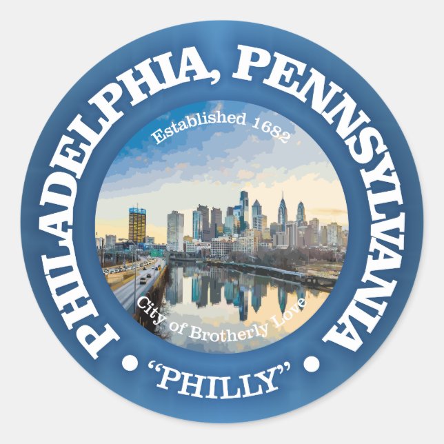 Philadelphia (Städte) Runder Aufkleber (Vorderseite)