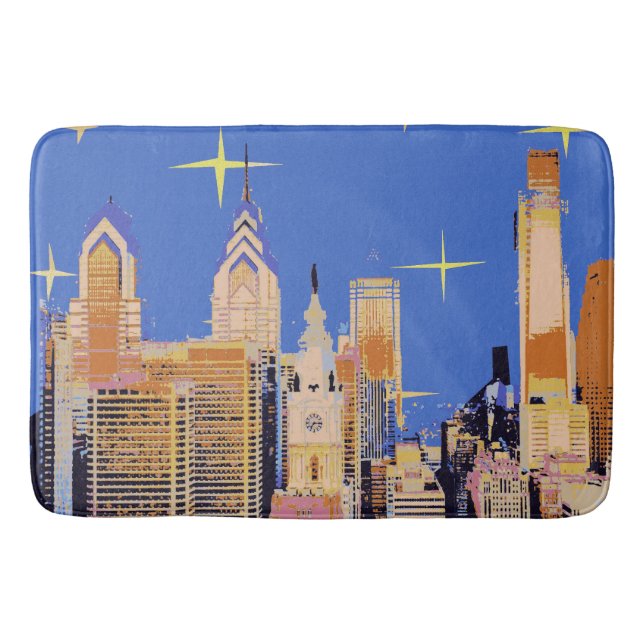 Philadelphia Starry Night, Text hinzufügen Badematte (Vorderseite)