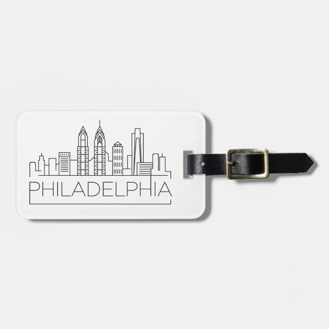 Philadelphia Stilistischer City Skyline Gepäcktag Gepäckanhänger (Vorderseite horizontal)