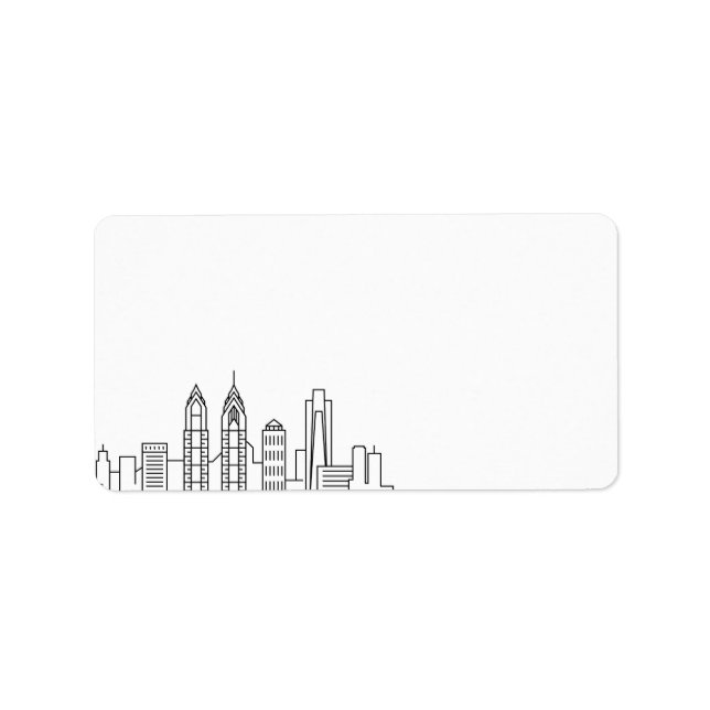 Philadelphia Stylized Skyline | Blindkennzeichnung Adressaufkleber (Vorne)