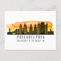 Philadelphia Sunset Skyline Map Koordinaten