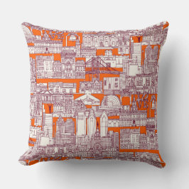 Philadelphia toile hot orange claret kissen