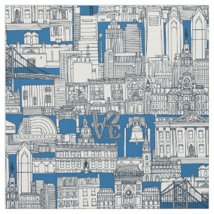 Philadelphia Toile Kobalt-Indigo Stoff