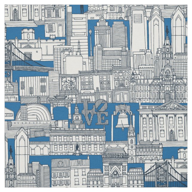 Philadelphia Toile Kobalt-Indigo Stoff (Muster)