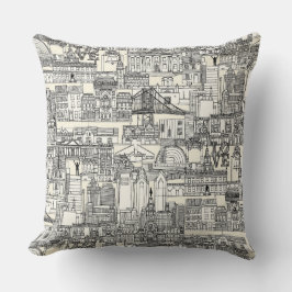Philadelphia-Toile Pearl Schwarz Kissen