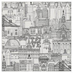 Philadelphia Toile Schwarz Weiß Stoff