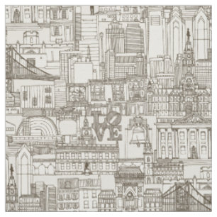 Philadelphia Toile Tasse braun stark weiß Stoff