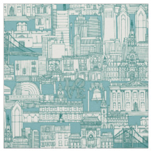Philadelphia Toile Viridian Türkis Stoff