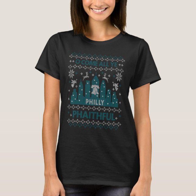 Philadelphia Ugly Christmas Oh Come All Ye Philly  T-Shirt (Vorderseite)