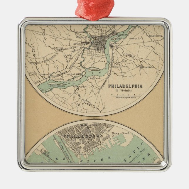 Philadelphia und Boston Silbernes Ornament (Vorne)
