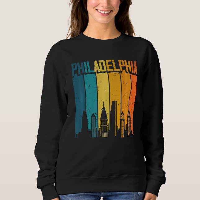 Philadelphia Usa Retro Vintag Sunset Skyline Phil Sweatshirt (Vorderseite)