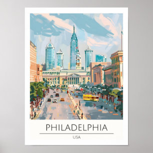 Philadelphia USA Vintage-Kunst-Illustration Reise Poster