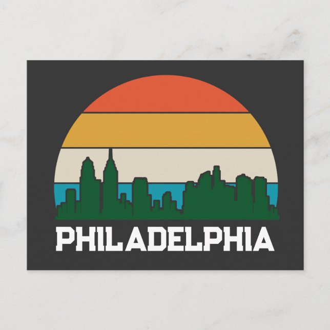 Philadelphia Vintag City Sunset Postcard Postkarte (Vorderseite)