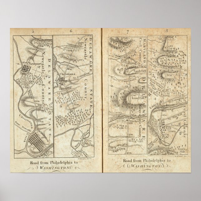 Philadelphia - Washington Road Map 2 Poster (Vorne)