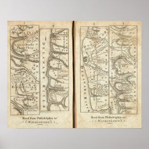 Philadelphia - Washington Road Map 3 Poster