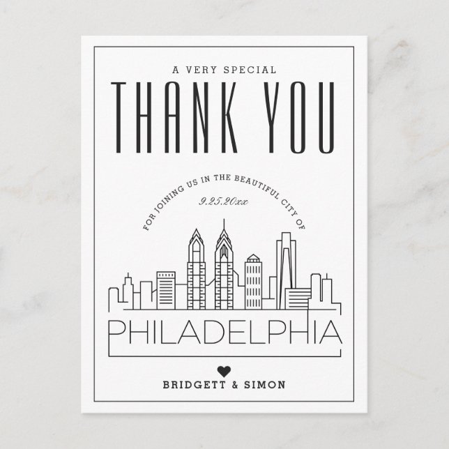 Philadelphia Wedding | Danke, dass du gekommen bis Postkarte (Vorderseite)