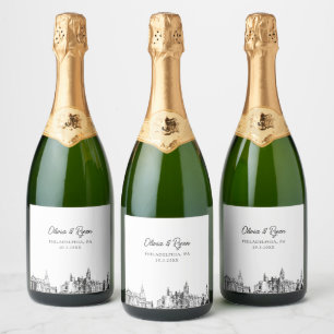 Philadelphia Wedding Personalisiert Champagne Labe