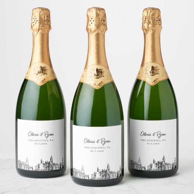 Philadelphia Wedding Personalisiert Champagne Labe (Flaschen)