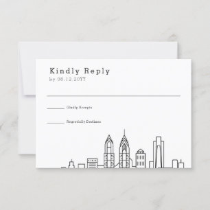 Philadelphia Wedding Stilisierte Skyline-UAWG RSVP Karte