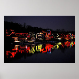 Philadelphias Boathouse-Reihe am Weihnachten Poster