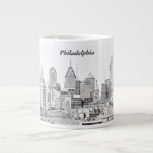 Philadelphiaskyline-Skizze-Tunnel-bohrwagenTasse Jumbo-Tasse
