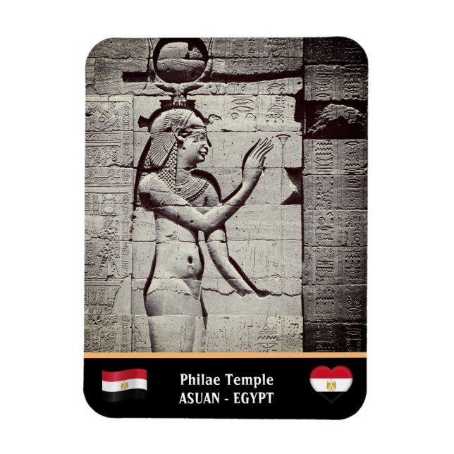 Philae Temple & Goddes - Isis / Altes Ägypten Magnet (Vertikal)