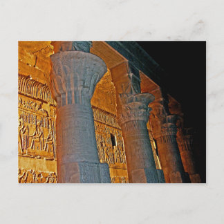 Philae Temple Hieroglyphen und Kolumnen in der Nac Postkarte