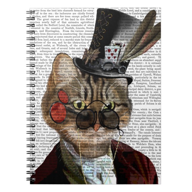 Phileas Feline Steampunk Cat & Top Hat 2 Notizblock (Vorderseite)