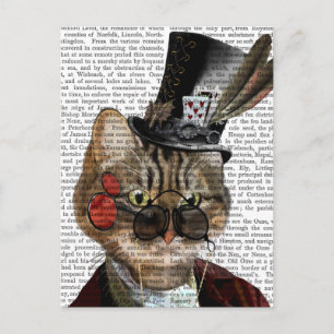 Phileas Feline Steampunk Cat & Top Hat 2 Postkarte