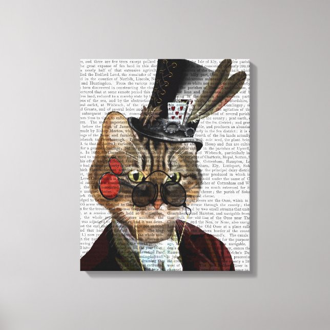 Phileas Feline Steampunk Cat & Top Hat Leinwanddruck (Vorderseite)