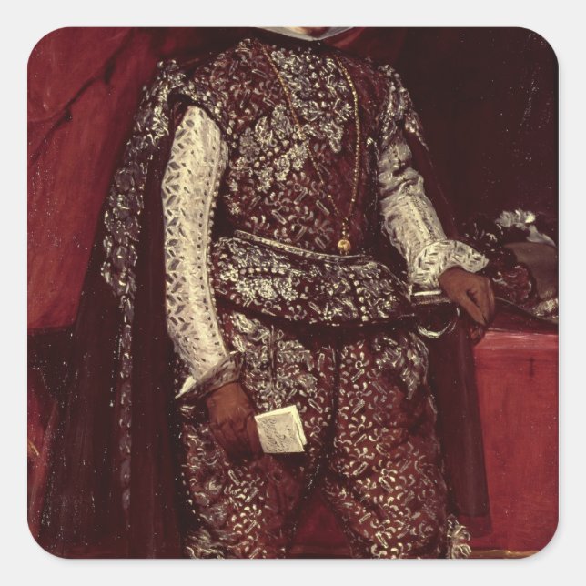 Philip IV von Spanien in Brown und Silver Quadratischer Aufkleber (Vorderseite)