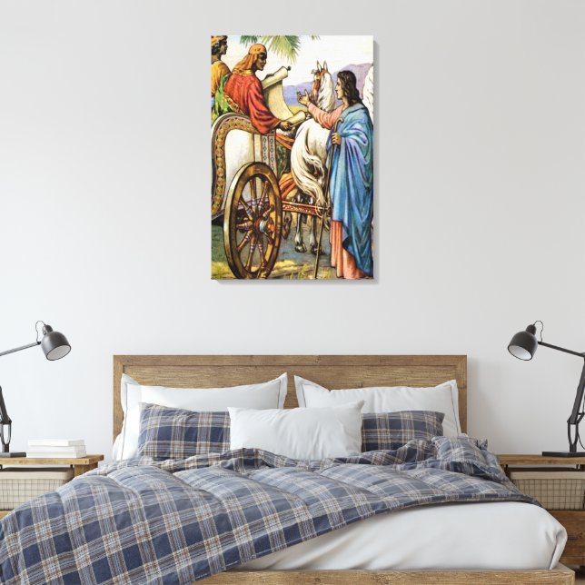 philip und der Mann in einem wagen Wrapped Canvas Leinwanddruck (Insitu (Schlafzimmer))