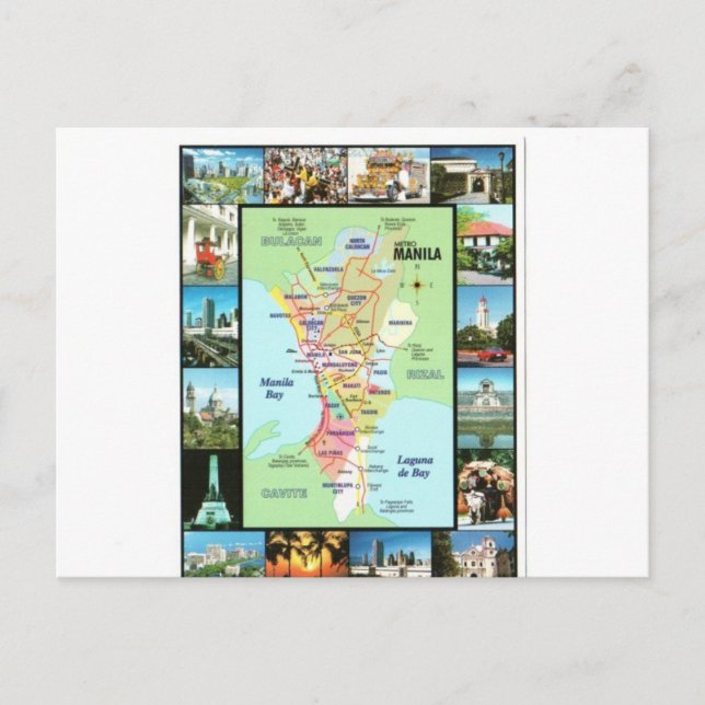 PHILIPINES MANILA MAP POSTKARTE (Vorderseite)
