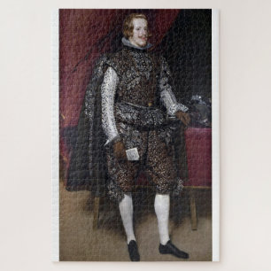 Philipp IV. in Braun und Silber von Diego Velázque Puzzle
