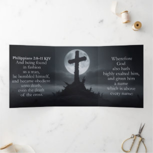 Philipper 2:8–11 KJV Traktat - Tödliches Kreuz Dreifach Gefaltete Karte