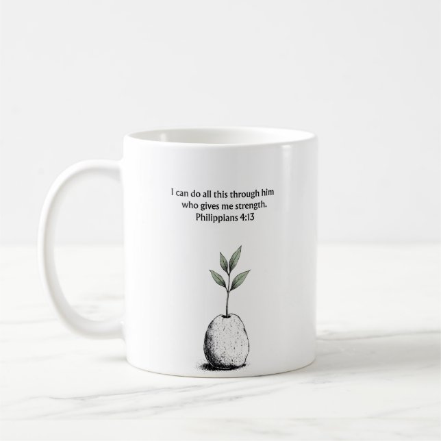 Philipper 4:13 Bibelvers christliches Geschenk Tas Kaffeetasse (Links)