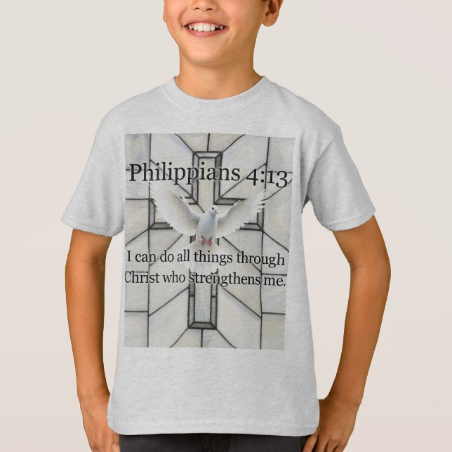 Philipper 4:13 Bibelvers Kind T-Shirt (Vorderseite)