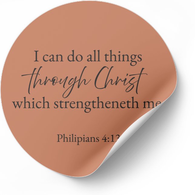 Philipper 4:13 Christlicher Aufkleber (Minimalist Bible verse sticker — Philippians 4:13)