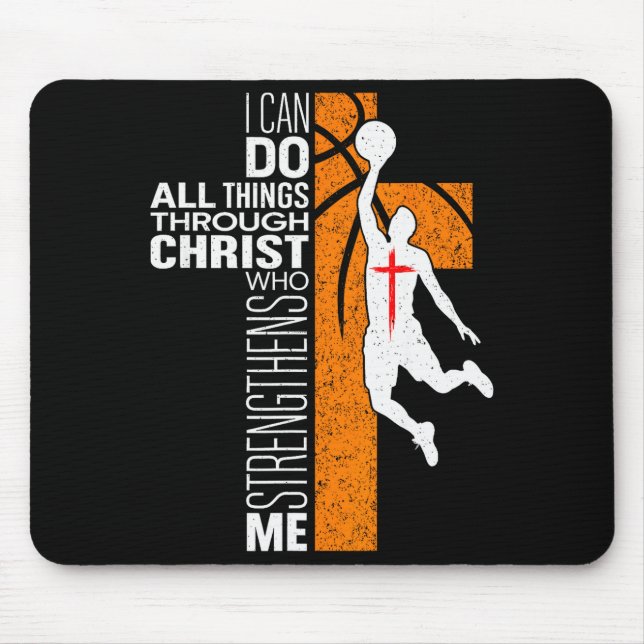 Philipper 4_13 Christliches Basketball Religiöse B Mousepad (Vorne)