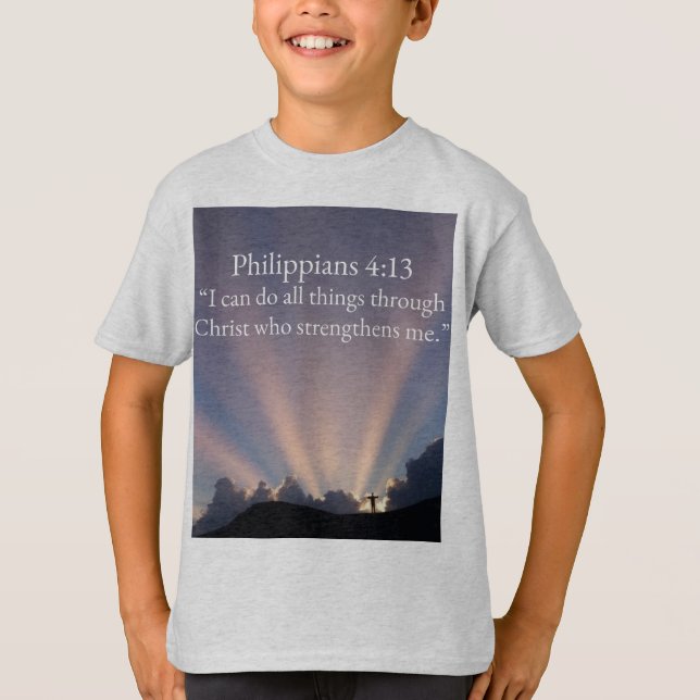 Philipper 4:13 Christliches Kindershirt T-Shirt (Vorderseite)