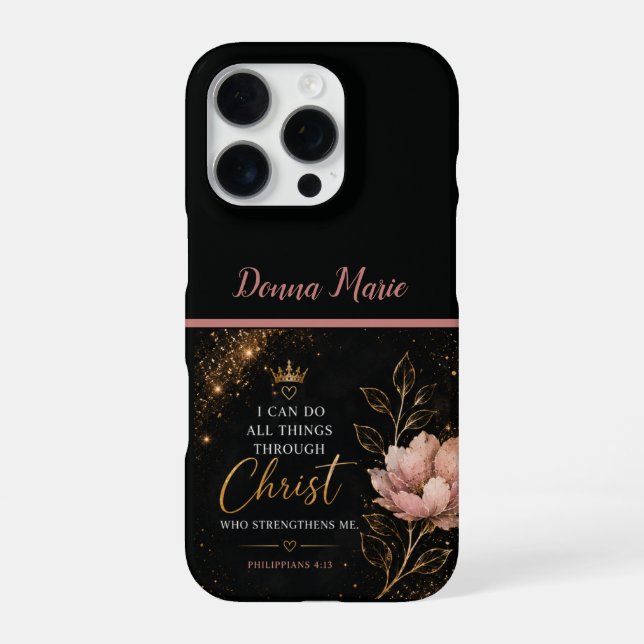 Philipper 4:13 Florale christliche  iPhone Hülle (Rückseite)