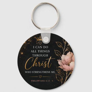 Philipper 4:13 Florale christliche Schlüsselanhänger