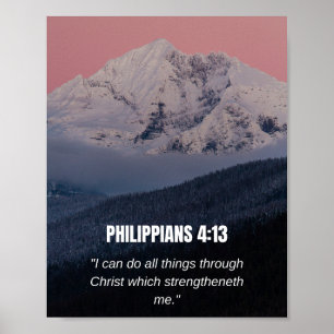 Philipper 4:13 KJV Bibelvers Berg & Wald Poster