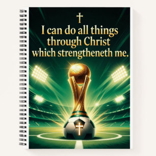 Philipper 4:13 KJV Fußball-Trophäe Notizbuch