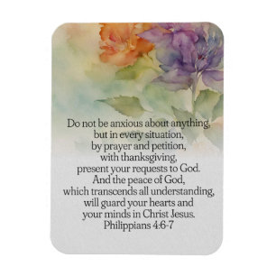 Philipper 4:6-7 Bibelvers Wasserfarbe Floral Magnet